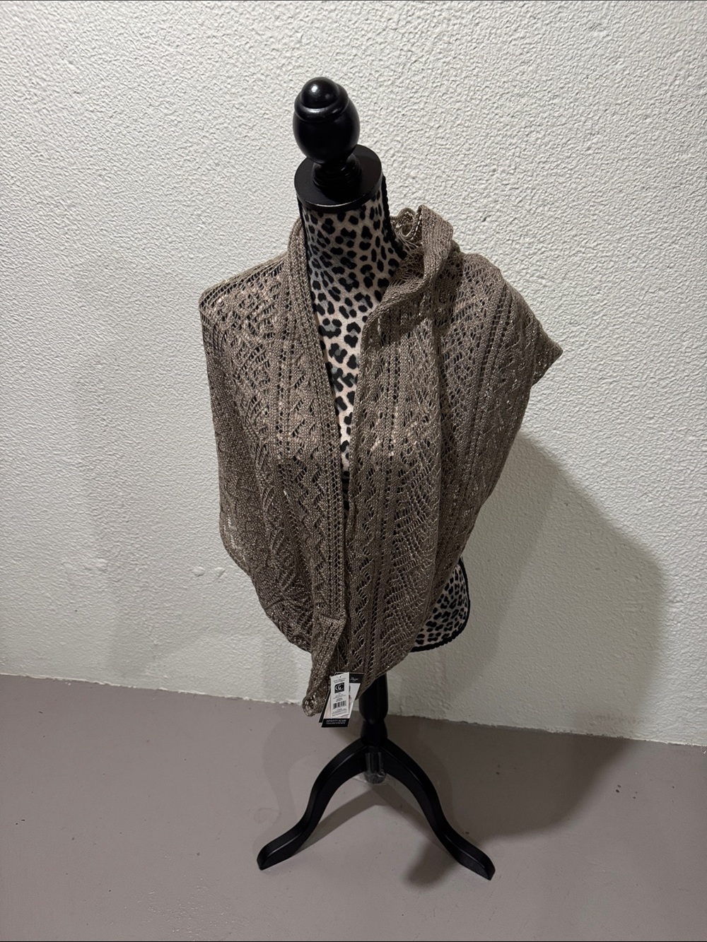 Lightweight Taupe Open-Knit Women's Shawl Scarf